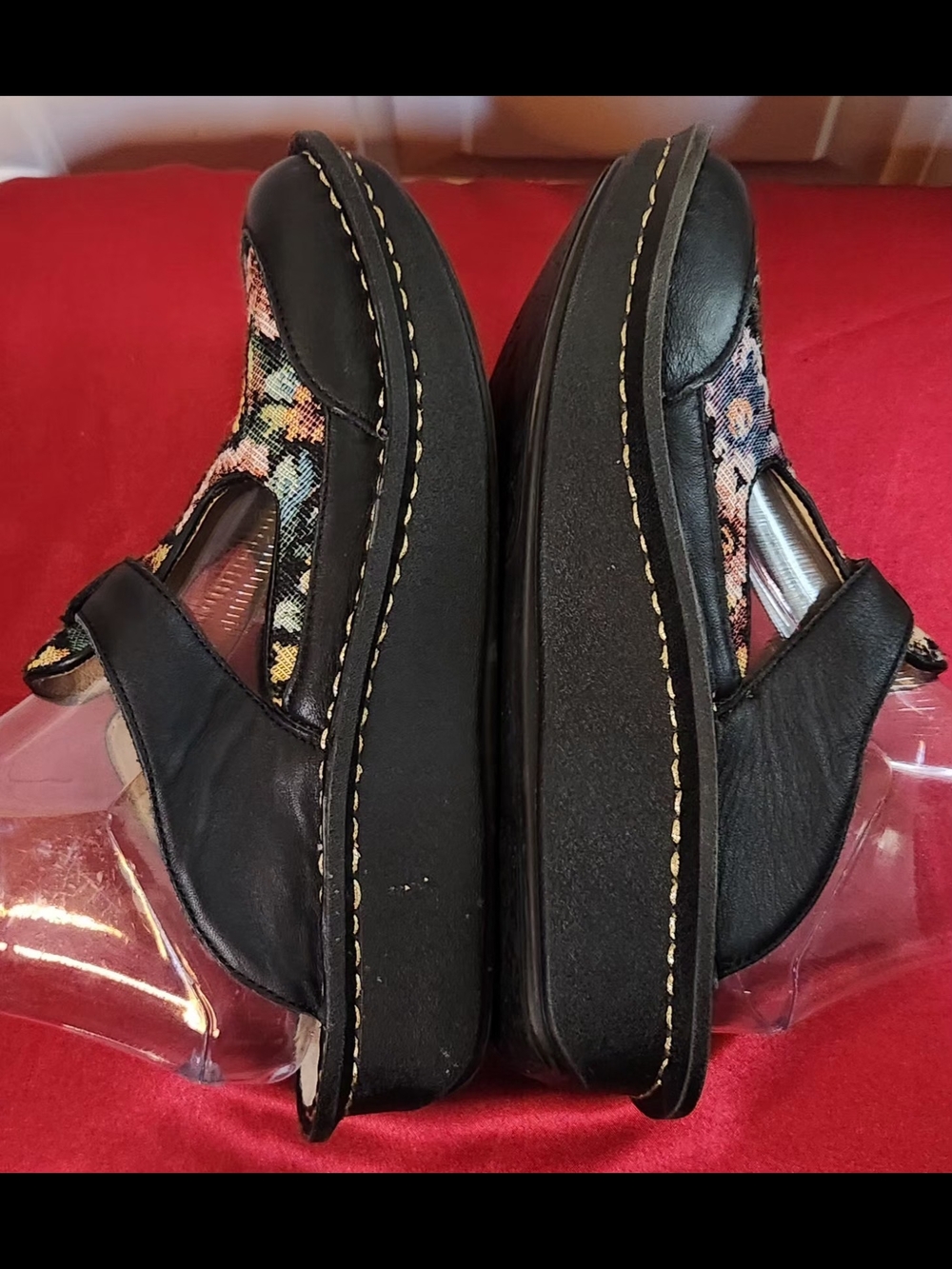 Alegria Floral Tapestry Mary Jane Mules with Black Trim Size 38/Fits Like 7 - Picture 4 of 9
